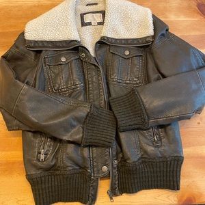 Faux leather bomber jacket